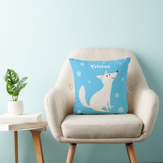 Cute Arctic Fox Snowflake Kind Bedroom Kussen (Stoel)