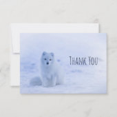 Cute Arctic Fox Snowy Winter Background Bedankt (Voorkant)