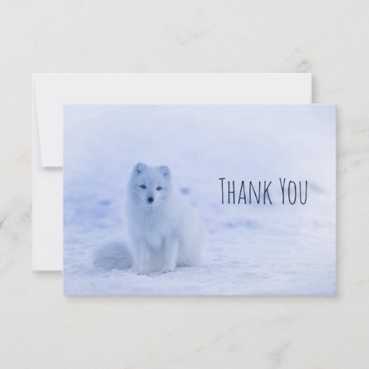 Cute Arctic Fox Snowy Winter Background Bedankt (Voorkant)