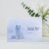 Cute Arctic Fox Snowy Winter Background Bedankt (Staand voorkant)