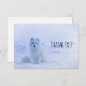 Cute Arctic Fox Snowy Winter Background Bedankt (Voorkant / Achterkant)