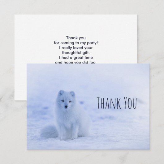 Cute Arctic Fox Snowy Winter Background Bedankt (Voorkant / Achterkant)