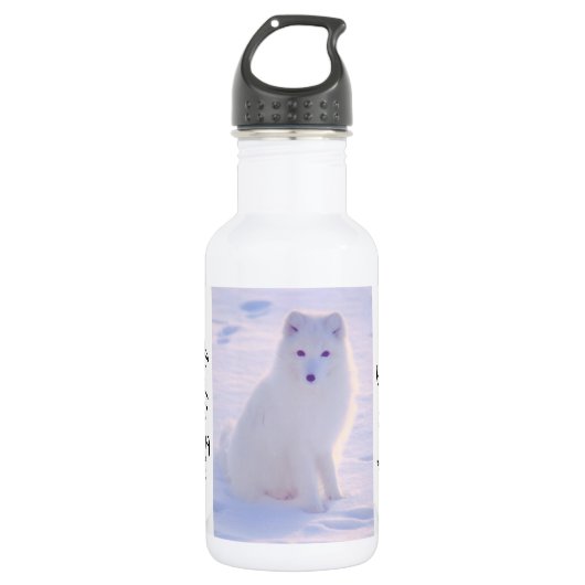 Cute Arctic Fox Winter Outdoor Scene Foto Design Waterfles (Voorkant)