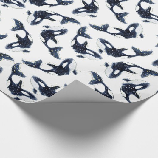 Cute Arctic Orca Pattern White Cadeaupapier (Hoek)