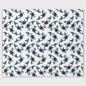 Cute Arctic Orca Pattern White Cadeaupapier (Vlak)