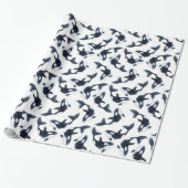 Cute Arctic Orca Pattern White Cadeaupapier (Uitgerold)
