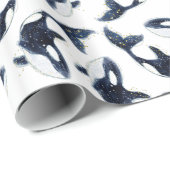 Cute Arctic Orca Pattern White Cadeaupapier (Rol Hoek)