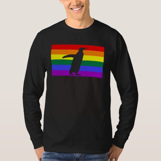 Cute Arctic Penguin Love LGBTQ Gay Pride Flag Quee T-shirt (Voorkant)