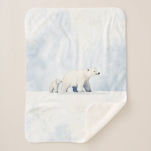 Cute arctic polar bear family sherpa deken (Voorkant)
