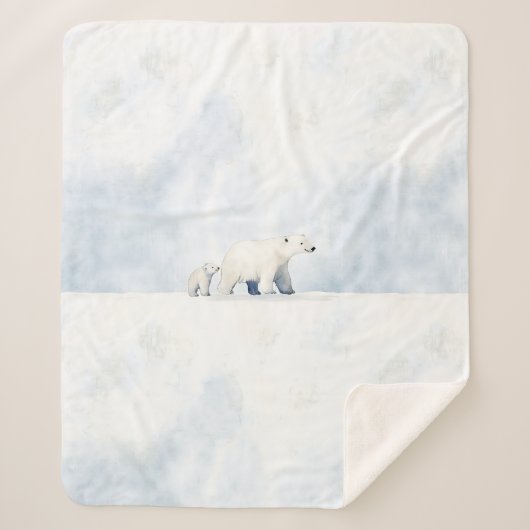 Cute arctic polar bear family sherpa deken (Voorkant)