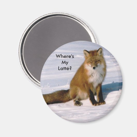 Cute Arctic Red Fox Latte Fridge Magnet (Voorkant / Achterkant)