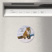 Cute Arctic Red Fox Latte Fridge Magnet (Insitu (Vaatwasser))