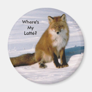 Cute Arctic Red Fox Latte Fridge Magnet
