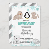 Cute arctic verjaardagsuitnodiging feestdagenkaart (Voorkant / Achterkant)