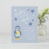 Cute Arctic Winter Penguin Baby shower Kaart (Staand voorkant)