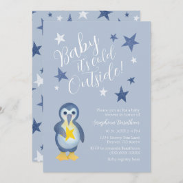 Cute Arctic Winter Penguin Baby shower Kaart