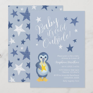 Cute Arctic Winter Penguin Baby shower Kaart