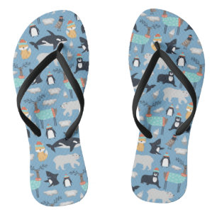 Cute Arctische Dieren Naadloos Patroon Teenslippers