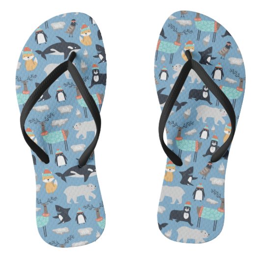 Cute Arctische Dieren Naadloos Patroon Teenslippers (Voetbed)