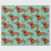 Cute Argyle Kerstmis Dachshund Hond Inpakpapier (Vlak)