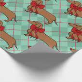 Cute Argyle Kerstmis Dachshund Hond Inpakpapier (Hoek)