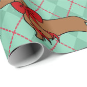 Cute Argyle Kerstmis Dachshund Hond Inpakpapier (Rol Hoek)