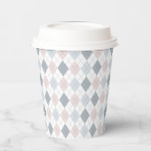 Cute Argyle Pink, Grey en White Paper Cups Papieren Bekers (Links)