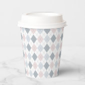 Cute Argyle Pink, Grey en White Paper Cups Papieren Bekers (Voorkant)