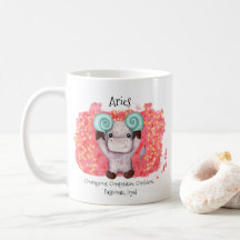 Cute Aries Ram Waterverf Bull Zodiac Monogram