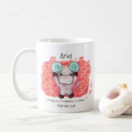 Cute Aries Ram Waterverf Bull Zodiac Monogram Koffiemok