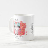 Cute Aries Ram Waterverf Bull Zodiac Monogram Koffiemok (Voorkant links)