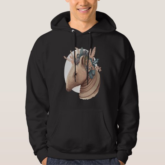 Cute Armadillo Flower Crown Watercolor Animal Hoodie (Voorkant)