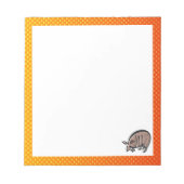 Cute Armadillo; Geel Sinaasappel Notitieblok (Voorkant)