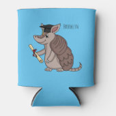 Cute armadillo met cartoon met degressieve dop blikjeskoeler (Voorkant)