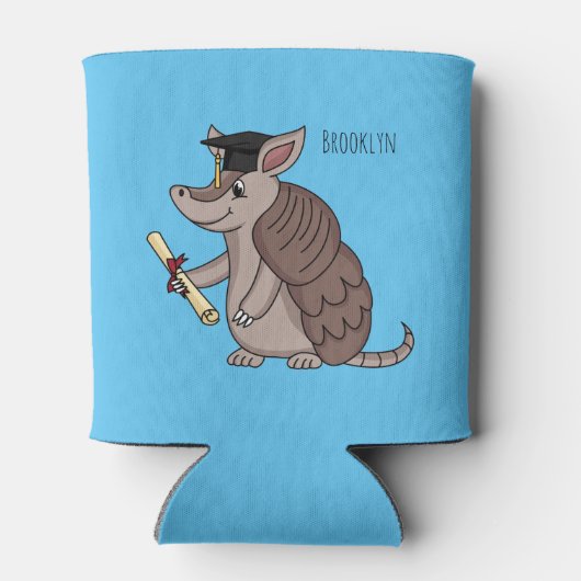 Cute armadillo met cartoon met degressieve dop blikjeskoeler