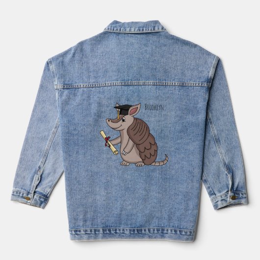 Cute armadillo met cartoon met degressieve dop denim jacket (Achterkant)