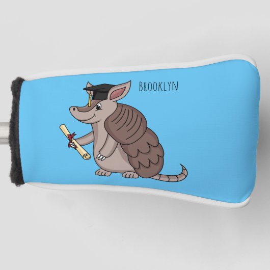 Cute armadillo met cartoon met degressieve dop golfheadcover (Voorkant)