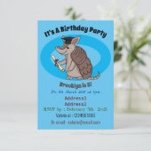 Cute armadillo met cartoon met degressieve dop kaart (Staand voorkant)