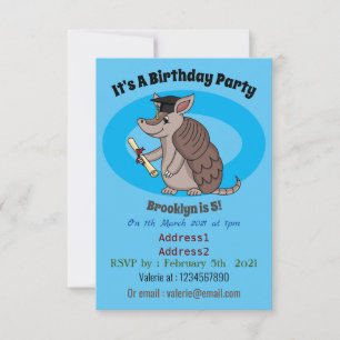 Cute armadillo met cartoon met degressieve dop kaart