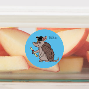 Cute armadillo met cartoon met degressieve dop labels