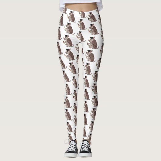 Cute armadillo met cartoon met degressieve dop leggings (Voorkant)