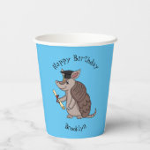 Cute armadillo met cartoon met degressieve dop papieren bekers (Achterkant)