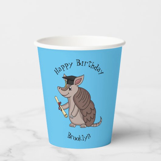 Cute armadillo met cartoon met degressieve dop papieren bekers (Voorkant)