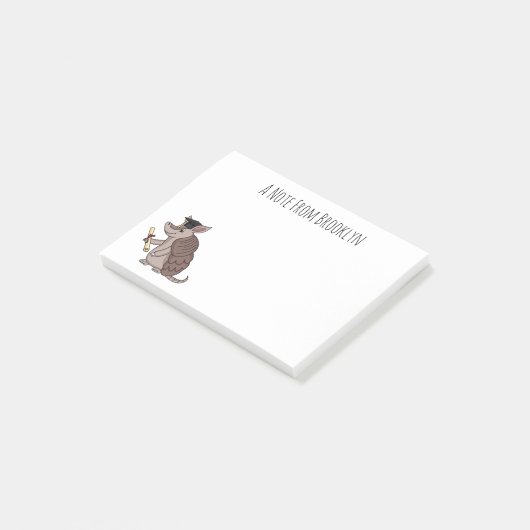 Cute armadillo met cartoon met degressieve dop post-it® notes (Schuin)