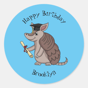 Cute armadillo met cartoon met degressieve dop ronde sticker