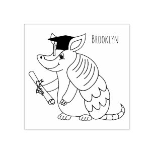 Cute armadillo met cartoon met degressieve dop rubberstempel