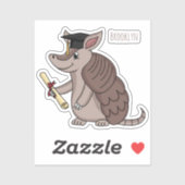 Cute armadillo met cartoon met degressieve dop sticker (Vel)