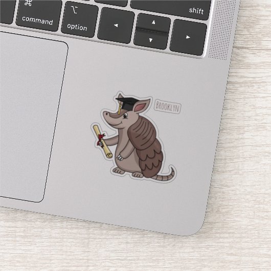 Cute armadillo met cartoon met degressieve dop sticker (Detail)