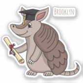 Cute armadillo met cartoon met degressieve dop sticker (Voorkant)