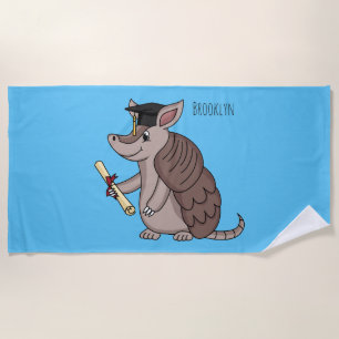 Cute armadillo met cartoon met degressieve dop strandlaken